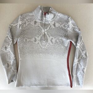 Newland ski sweater snakeskin light grey red S half-zip